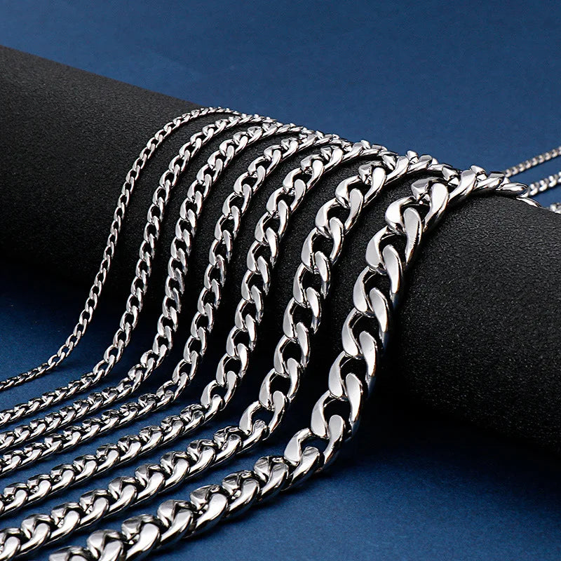 HNSP – collier étanche en acier inoxydable 316L pour hommes, chaîne à maillons plats cubains, bijoux minimalistes, accessoires de style Punk