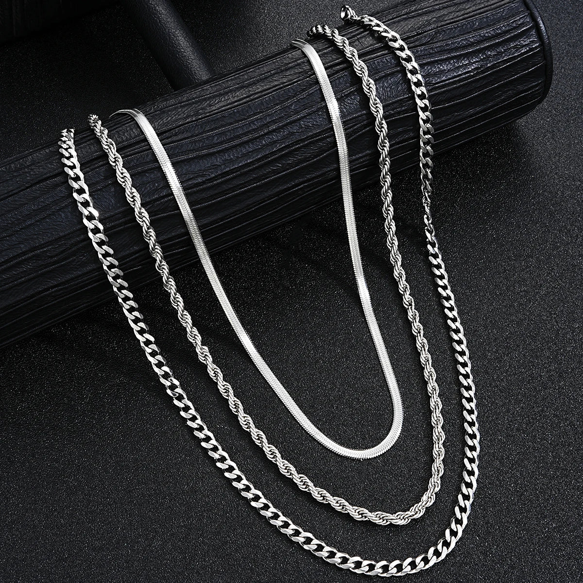 Ensemble de bijoux simples en acier inoxydable hommes