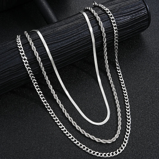 Ensemble de bijoux simples en acier inoxydable hommes
