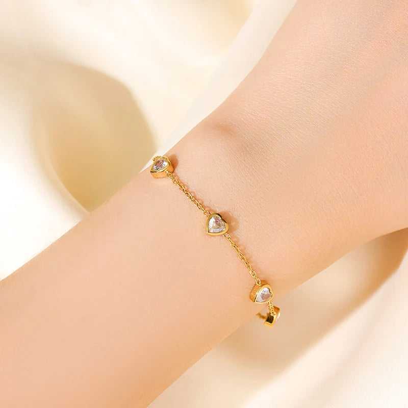 Bracelet en acier inoxydable 316L avec nœud papillon et zircon.