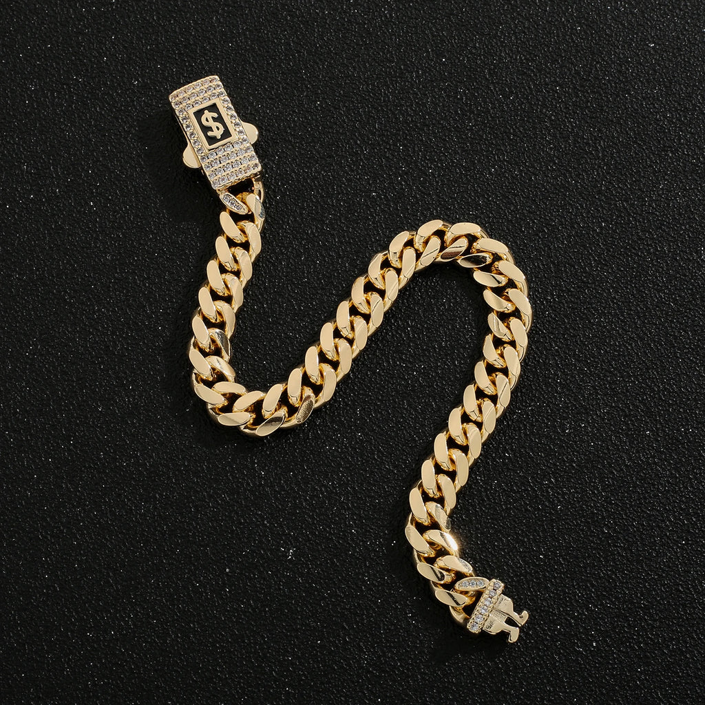 Bracelet de cheville de style Monaco hommes femmes, plaqué or 14 carats.