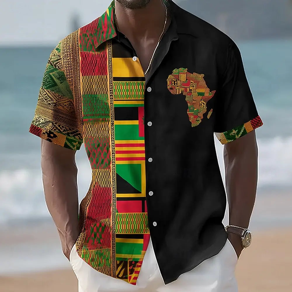 Chemise à manches courtes boutonnée pour homme,style africain . Plusieurs coloris disponible