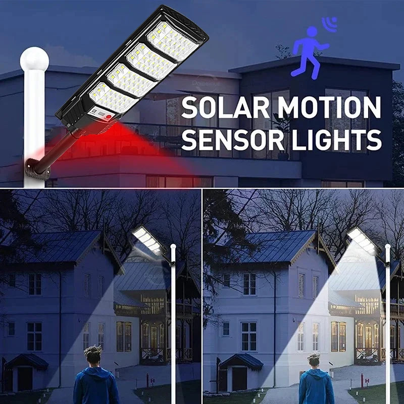 Lampe Solaire Extérieure Ultra Puissante 320° — Détecteur de Mouvement, 19 000 mAh, IP67