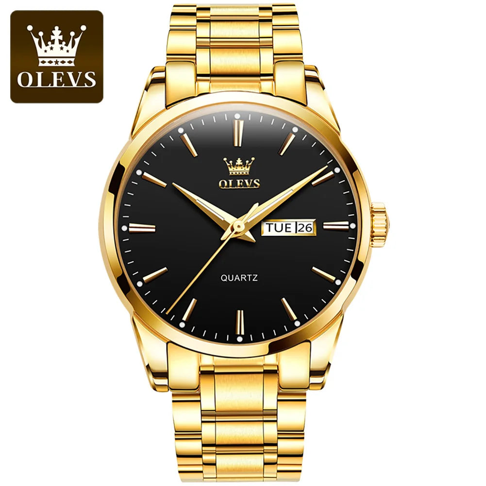 Montre Homme OLEVS — Quartz Acier Inoxydable, Lumineuse & Waterproof