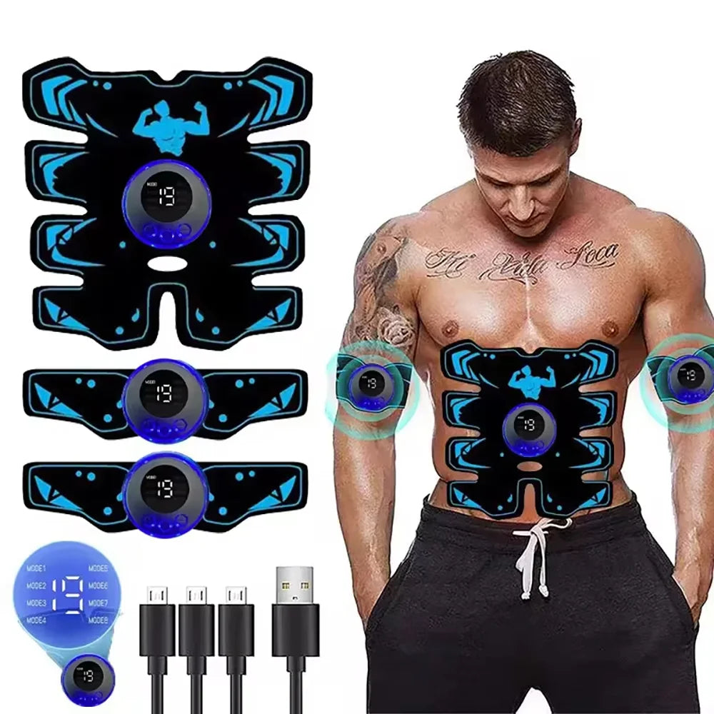 Masseur Abdominal EMS écran LCD | Stimulateur Musculaire Sans Fil | 8 Modes | Charge USB