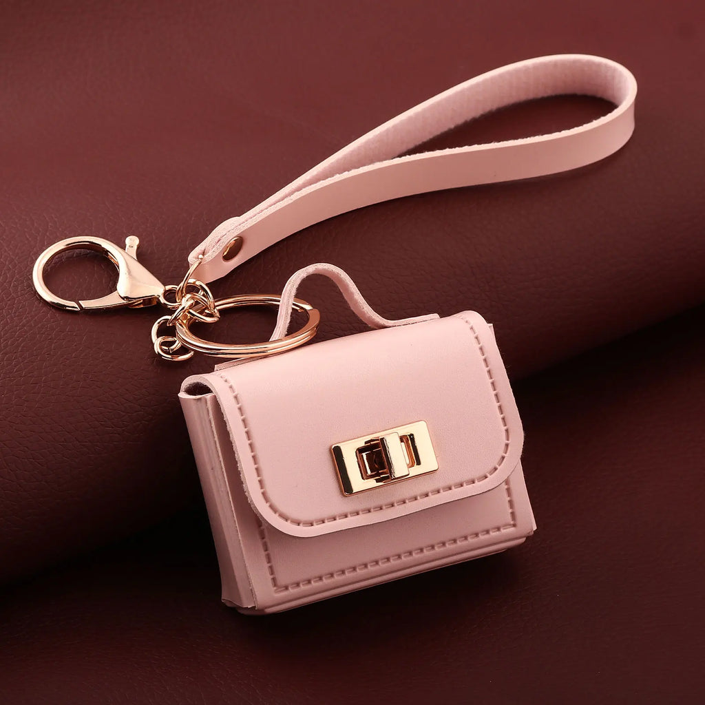 Mini Sac Porte-Clés en Cuir PU — Porte-Monnaie Zippé, Pendentif Sac, 7 Coloris