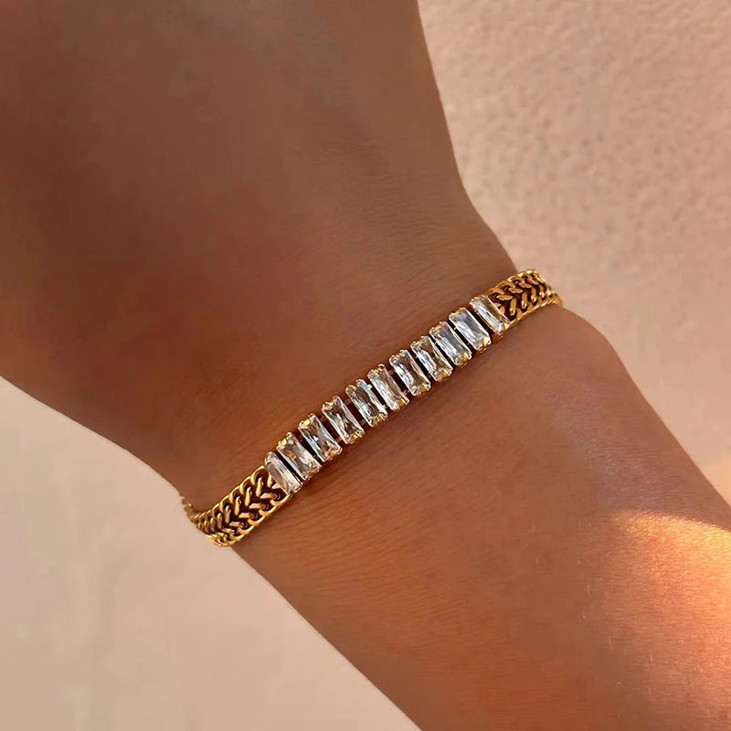 Bracelet jonc en acier inoxydable 316L couleur or .