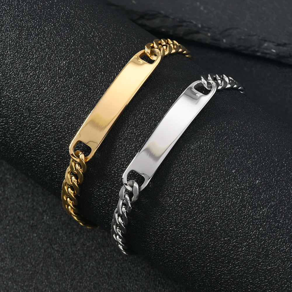 Chaîne à main en acier inoxydable de 7MM, Bracelet Simple pour hommes et femmes.