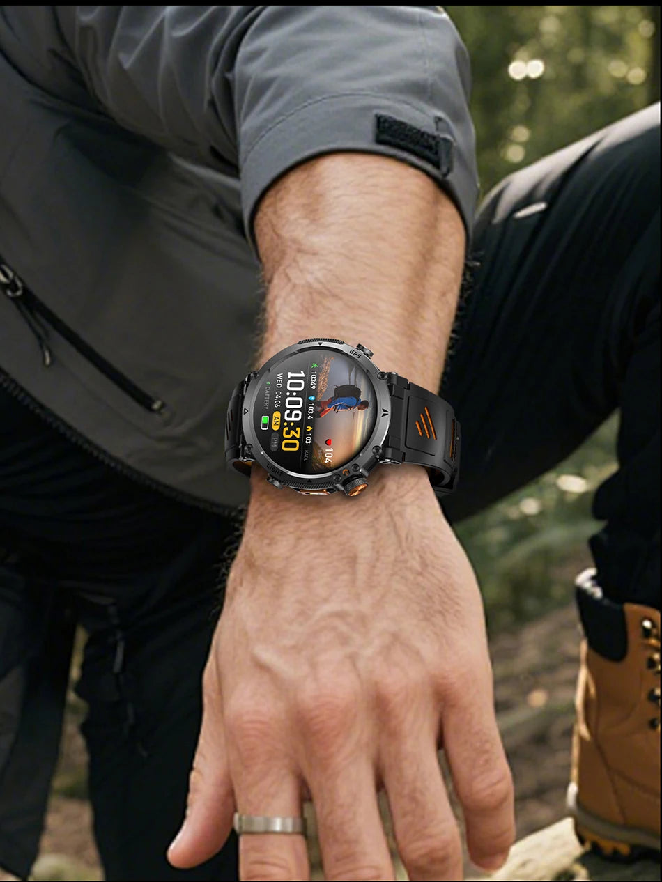 Montre Connectée Outdoor ChiBear – 1,7" AMOLED, 100+ Sports, Boussole, Torche LED, Appel BT