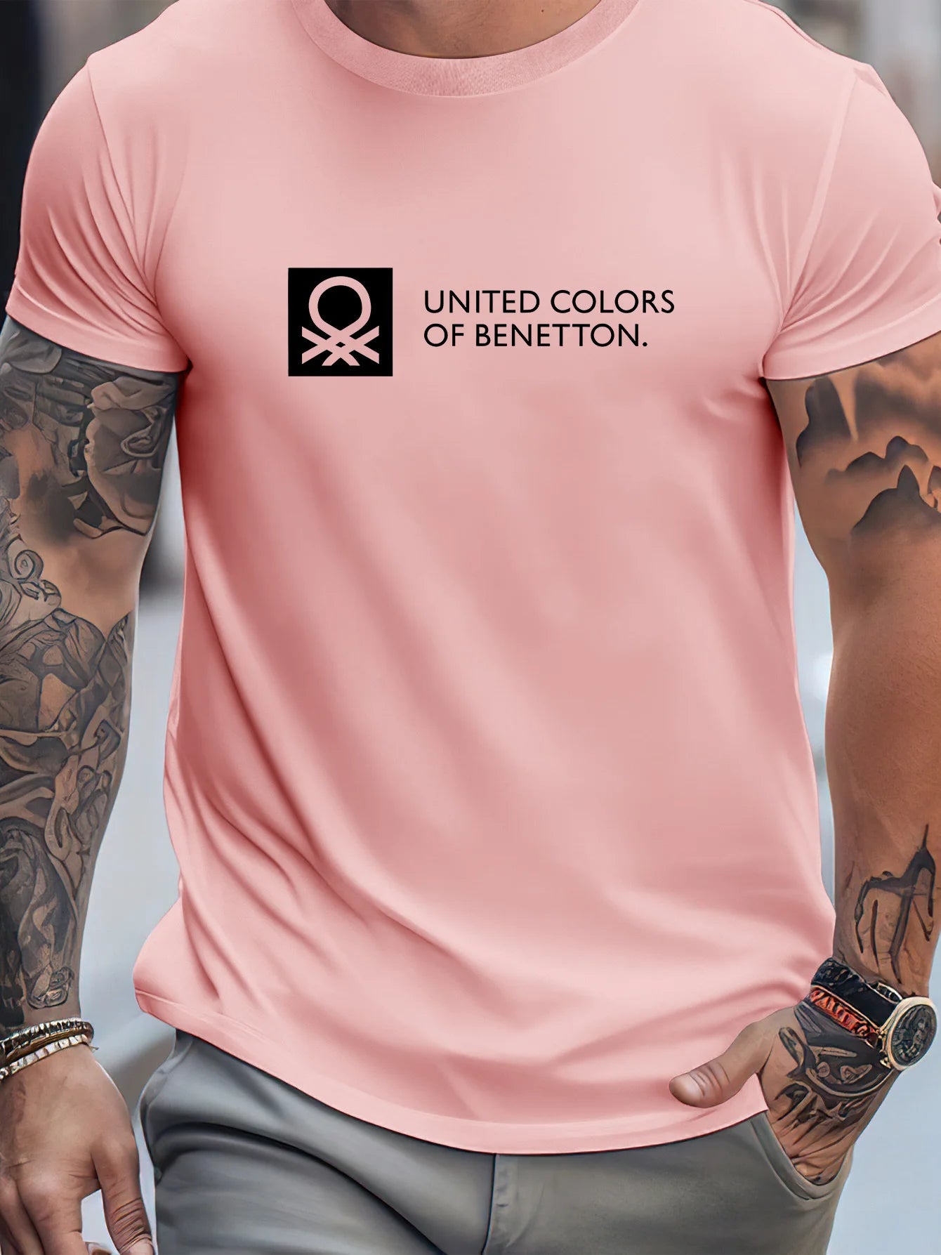UNITED COLORS OF BENETTON T-Shirt homme loisirs mode manches courtes coton t-shirts marque T-shirt été Streetwear Y2k + hauts