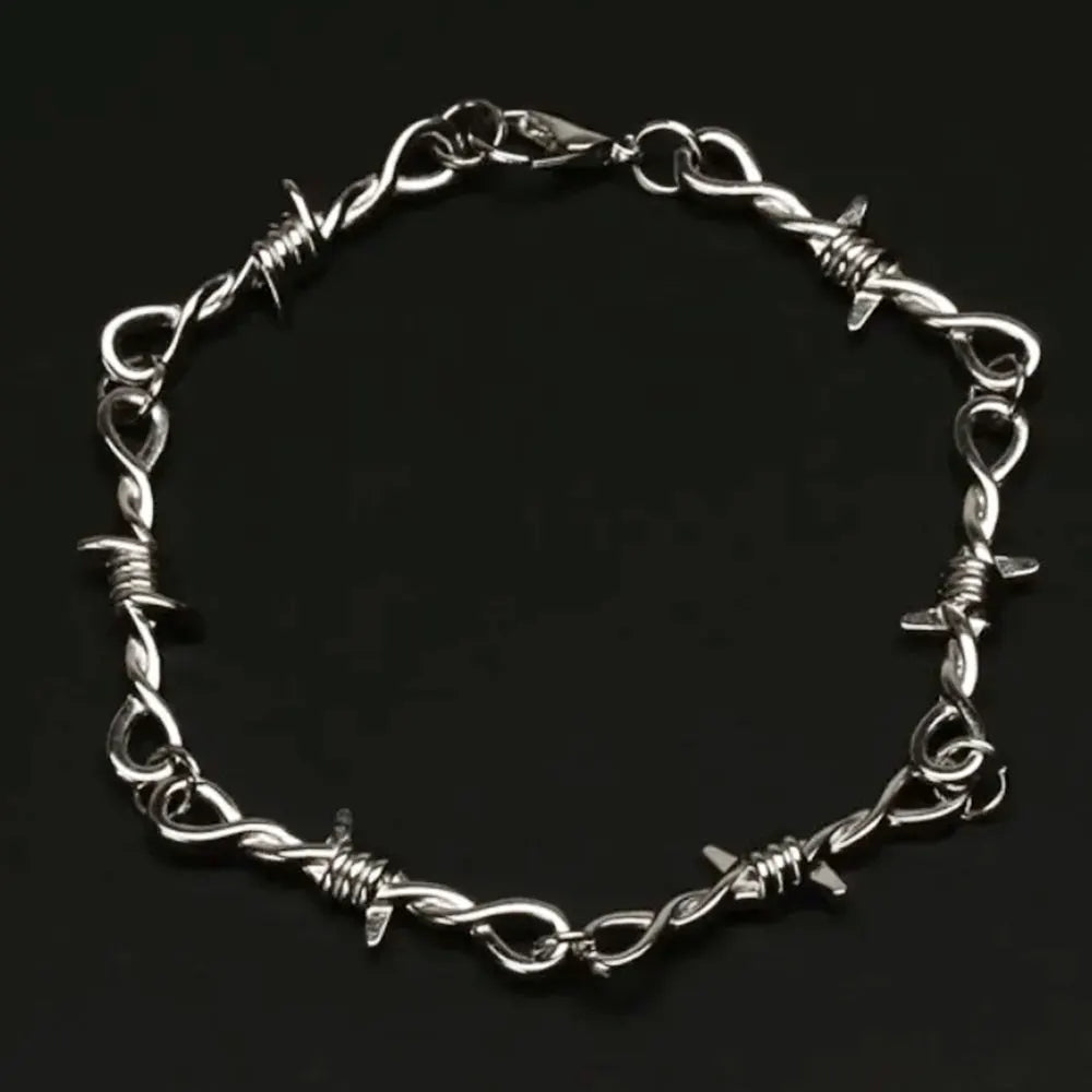 Bracelet Gothique Chaîne Fil Barbelé pour Hommes et Femmes.