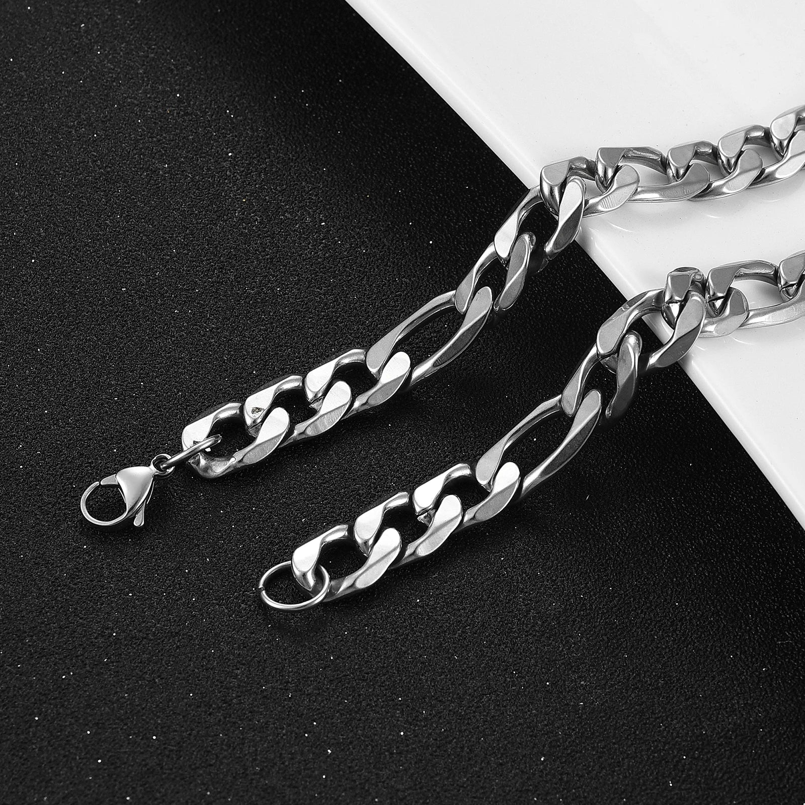 Chaîne Figaro à maillons en acier inoxydable, étanche, couleur argent de haute qualité, collier pour hommes et femmes, bijoux à la mode, cadeau de noël