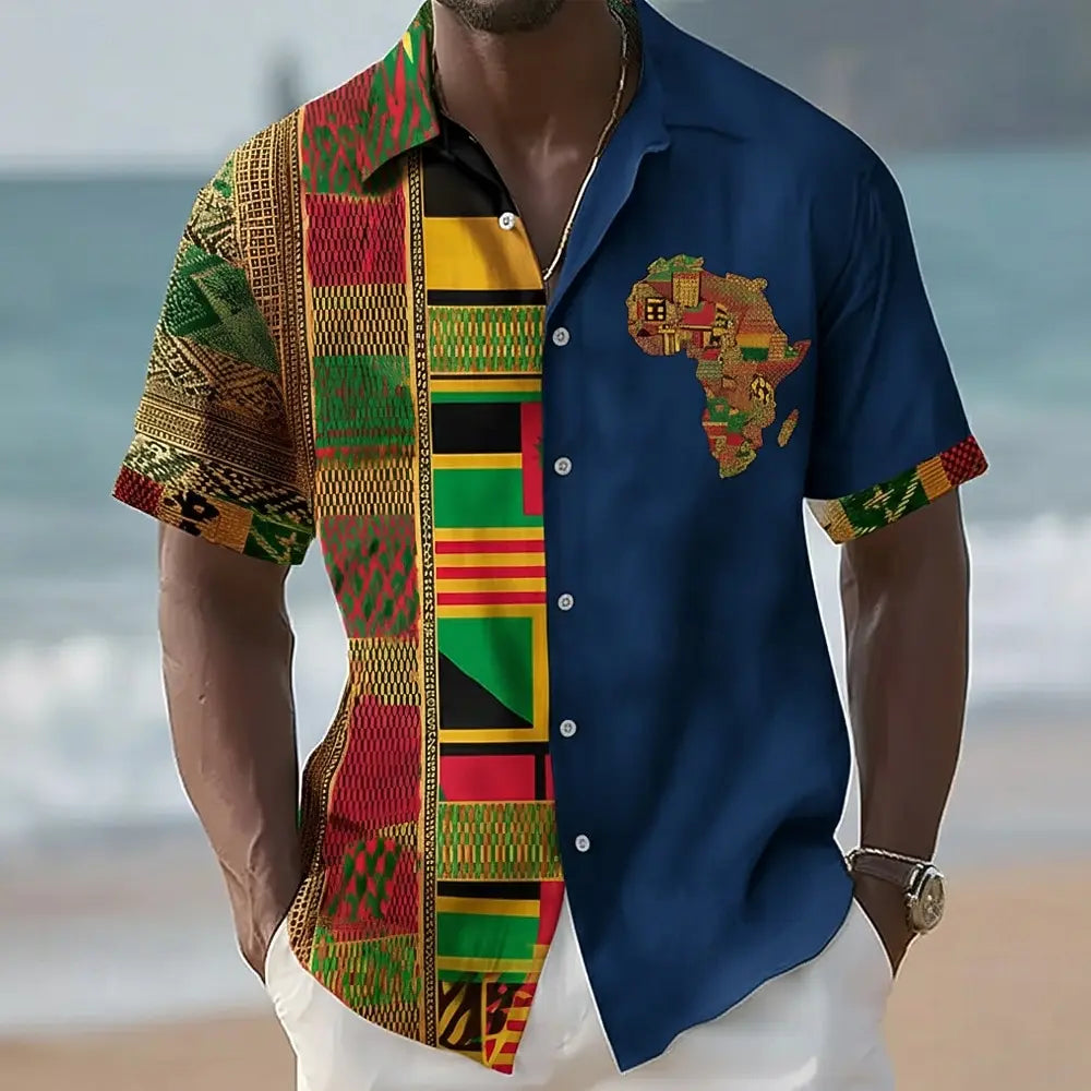 Chemise à manches courtes boutonnée pour homme,style africain . Plusieurs coloris disponible