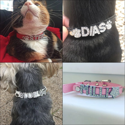 Colliers pour chiots en strass scintillants, personnalisés pour petits chiens, Chihuahua, collier personnalisé avec nom gratuit, breloques, accessoires pour animaux de compagnie