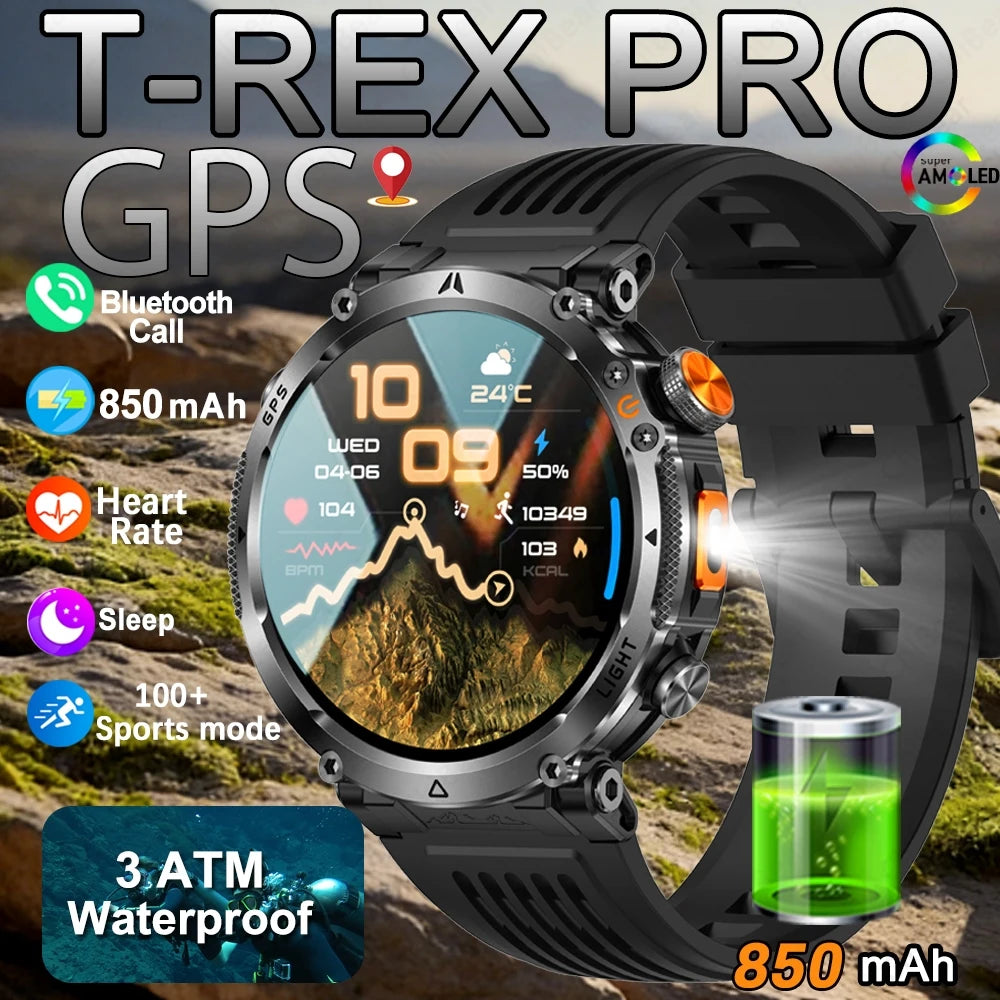 Montre Connectée Outdoor ChiBear – 1,7" AMOLED, 100+ Sports, Boussole, Torche LED, Appel BT
