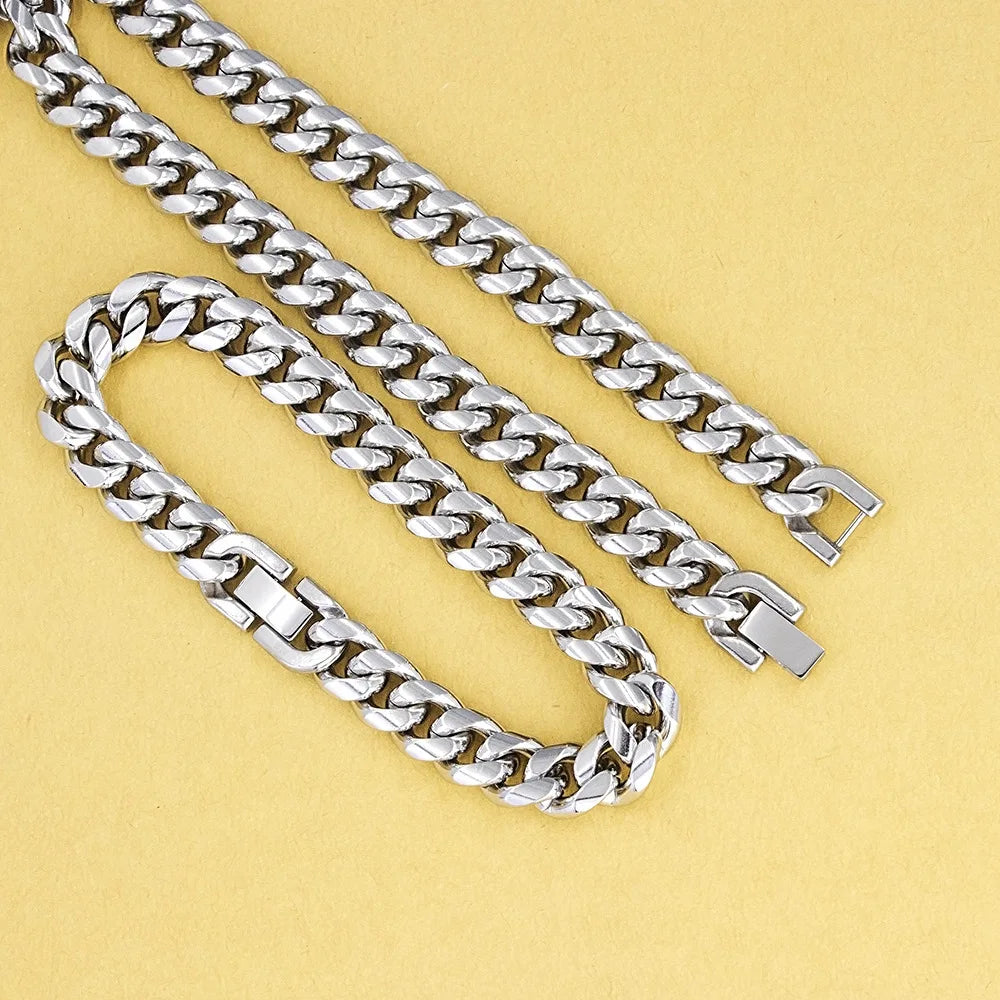 Collier à double chaîne cubaine en acier inoxydable 316L HNSP pour hommes, épaisseur 8MM-12MM, style punk biker, accessoires pour hommes, cadeau pour homme