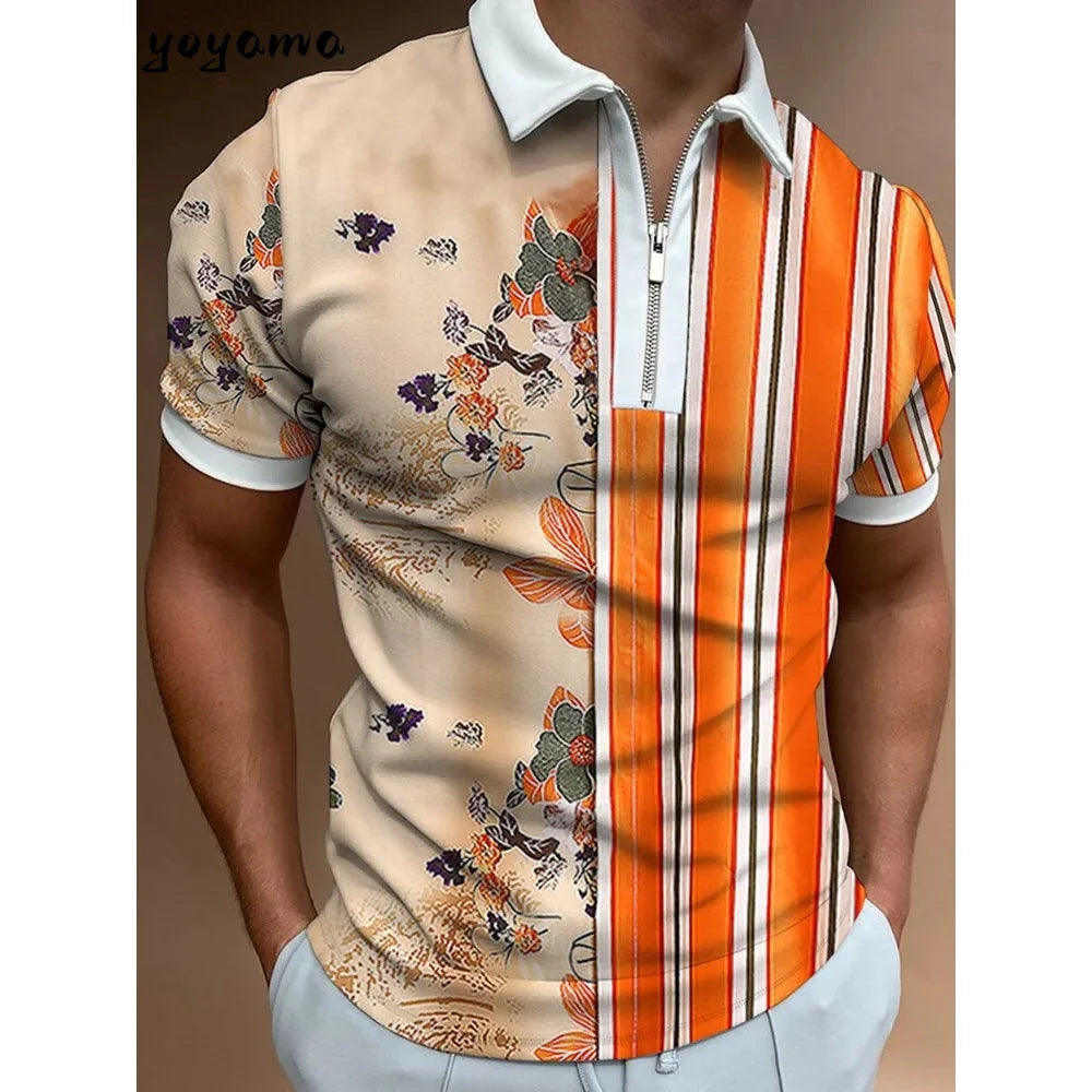 Polo pour hommes mode 3D imprimé respirant