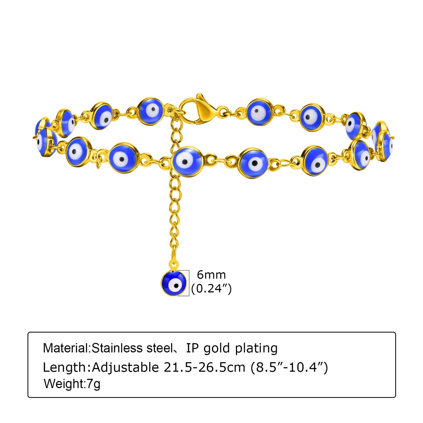 Bracelet de cheville à disque pour femmes, acier inoxydable réglable.