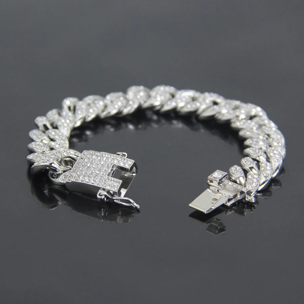 HNSP – Bracelet chaîne à maillons cubains pour hommes, 12MM, accessoire Hip Hop, bijoux