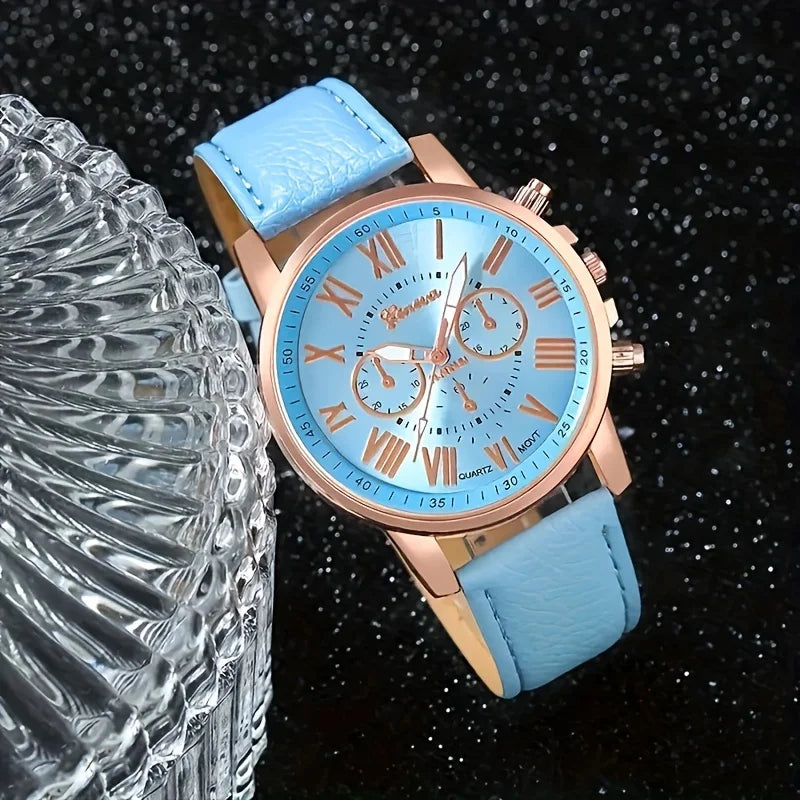Superbe montre Quartz Feminin — Chiffres Romains, Bracelet Cuir PU, Boîtier Alliage