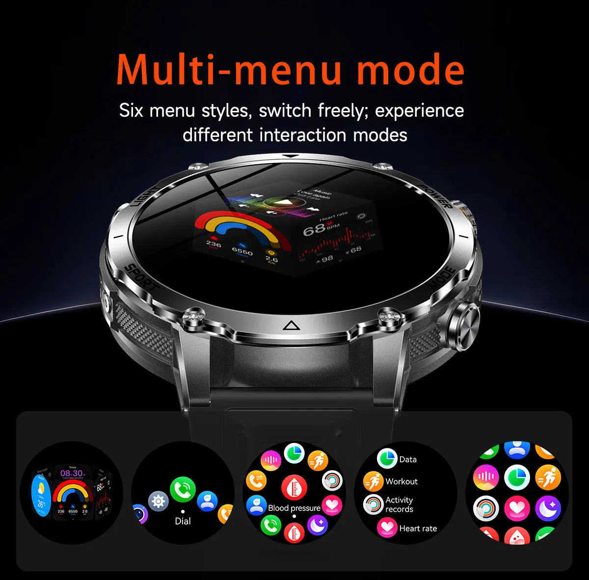 Smartwatch Militaire GUHUAVMI 2026 – Écran AMOLED 1,7", Batterie 1400mAh, GPS, Appel Bluetooth