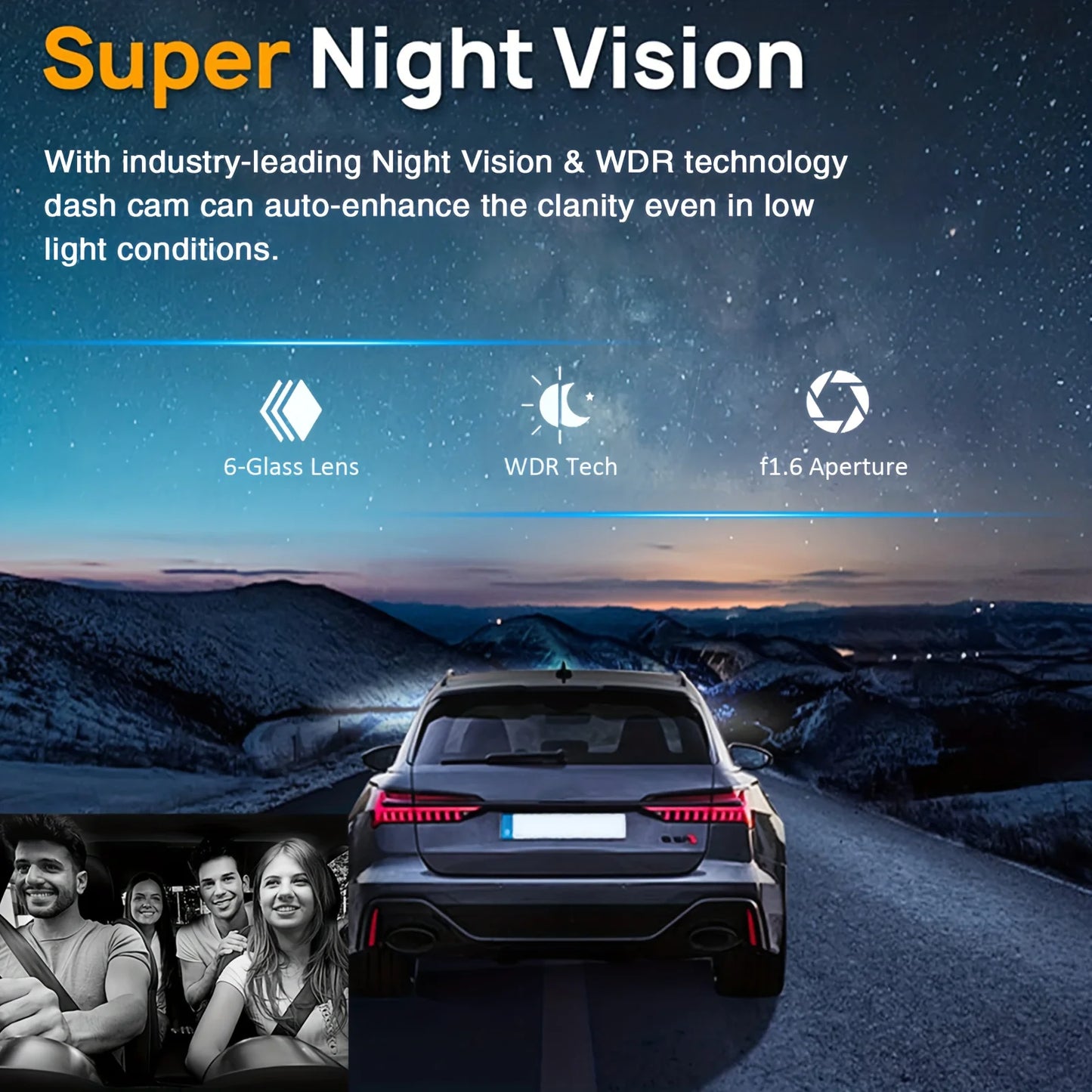 Dashcam Double Objectif WiFi 1080P — Vision Nocturne, Grand Angle 170°, Capteur G