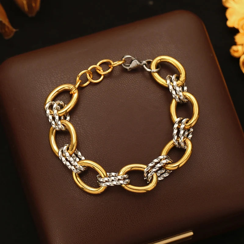 Bracelet jonc en acier inoxydable 316L GANEMLY pour femmes, nouveau bracelet punk, chaîne de poignet, bijoux imperméables, bijoux femme