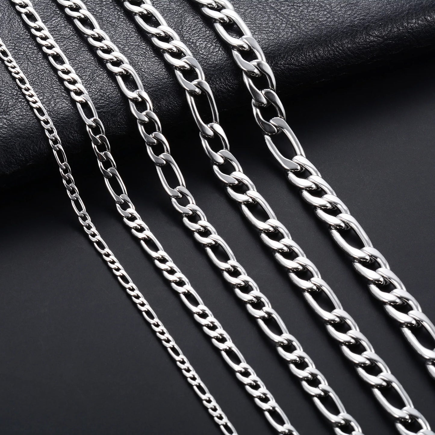 Collier chaîne Figaro à maillons en acier inoxydable pour hommes et femmes, Punk Boy, couleur argent, ras du cou, bijoux en métal, accessoires, cadeau, 3-11,5mm