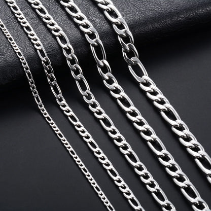 Collier chaîne Figaro à maillons en acier inoxydable pour hommes et femmes, Punk Boy, couleur argent, ras du cou, bijoux en métal, accessoires, cadeau, 3-11,5mm