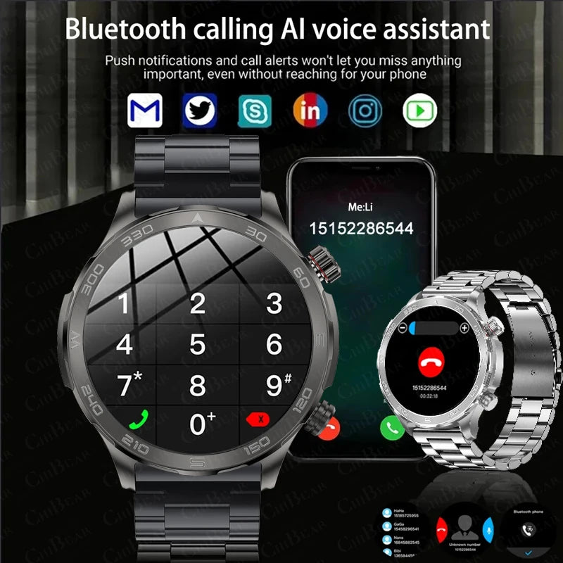 Montre intelligente étanche avec boussole pour homme, surveillance de la santé, traqueur de sport GPS, appel Bluetooth HD, assistant vocal, nouveau, 2024