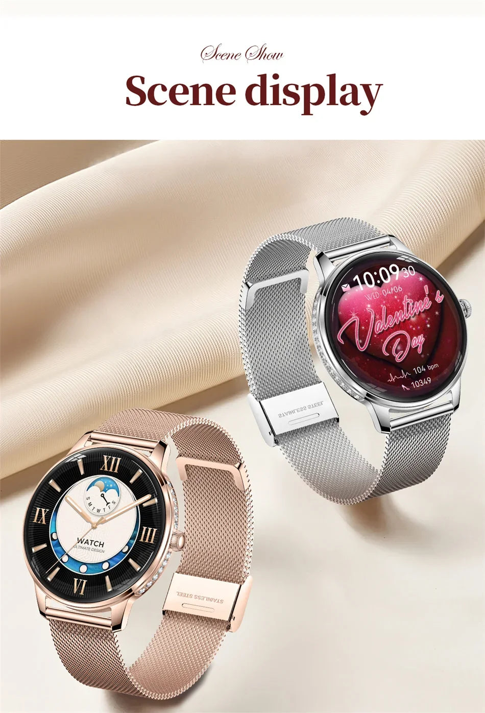 Nouvelle Montre Connectée Ultra-Mince 2026 pour Femme avec Suivi de Santé, Appel Bluetooth, Fréquence Cardiaque, Oxygène Sanguin et Modes Sportifs