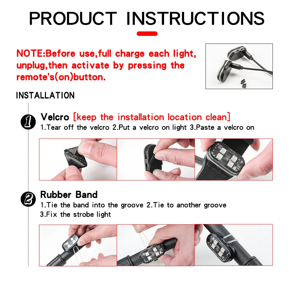 Lumières stroboscopiques LED sans fil, lumière d'ambiance de décoration de voiture, lumières Led rechargeables 8 couleurs, voyant d'avertissement Anti-Collision, 2/4 pièces