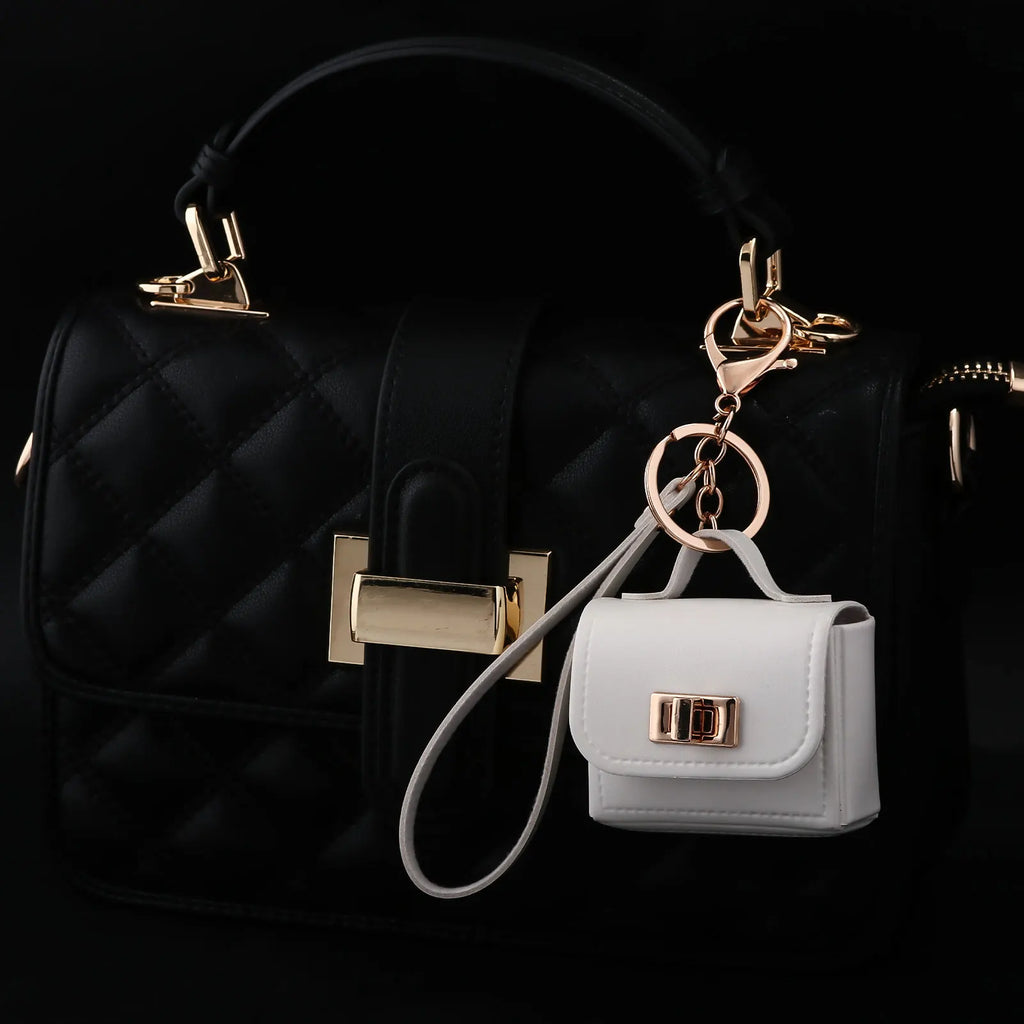 Mini Sac Porte-Clés en Cuir PU — Porte-Monnaie Zippé, Pendentif Sac, 7 Coloris