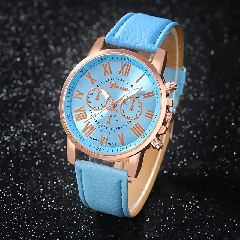 Superbe montre Quartz Feminin — Chiffres Romains, Bracelet Cuir PU, Boîtier Alliage