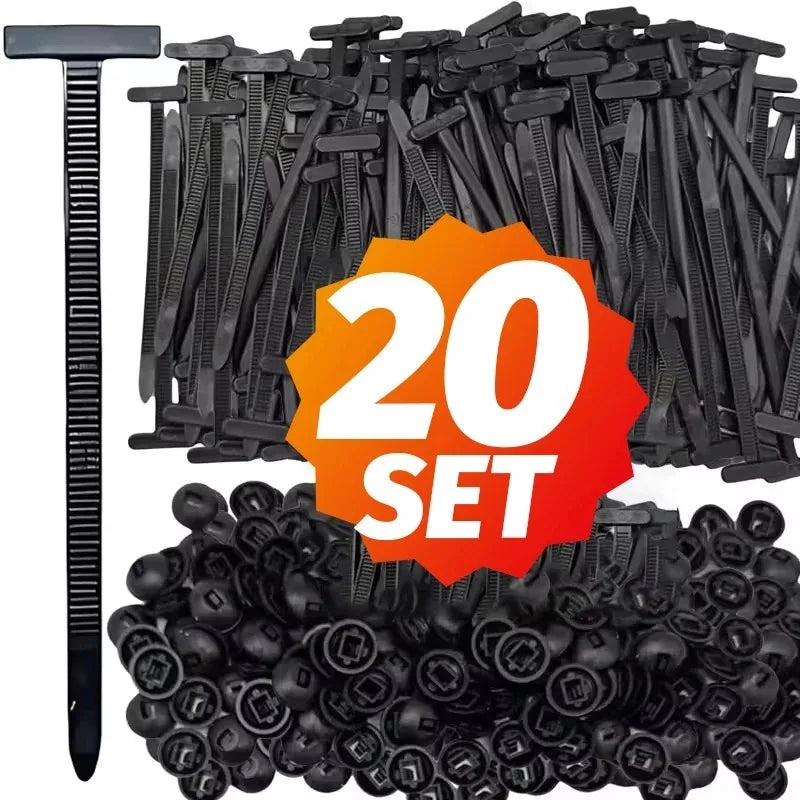 Boucle d'attache de câble en Nylon robustes avec bouton à broche, outil universel à fermeture éclair autobloquante, sangle de fixation pour réparation quotidienne de voiture