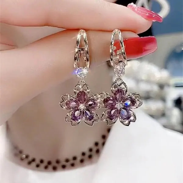 Boucles d'oreilles feuilles zircon