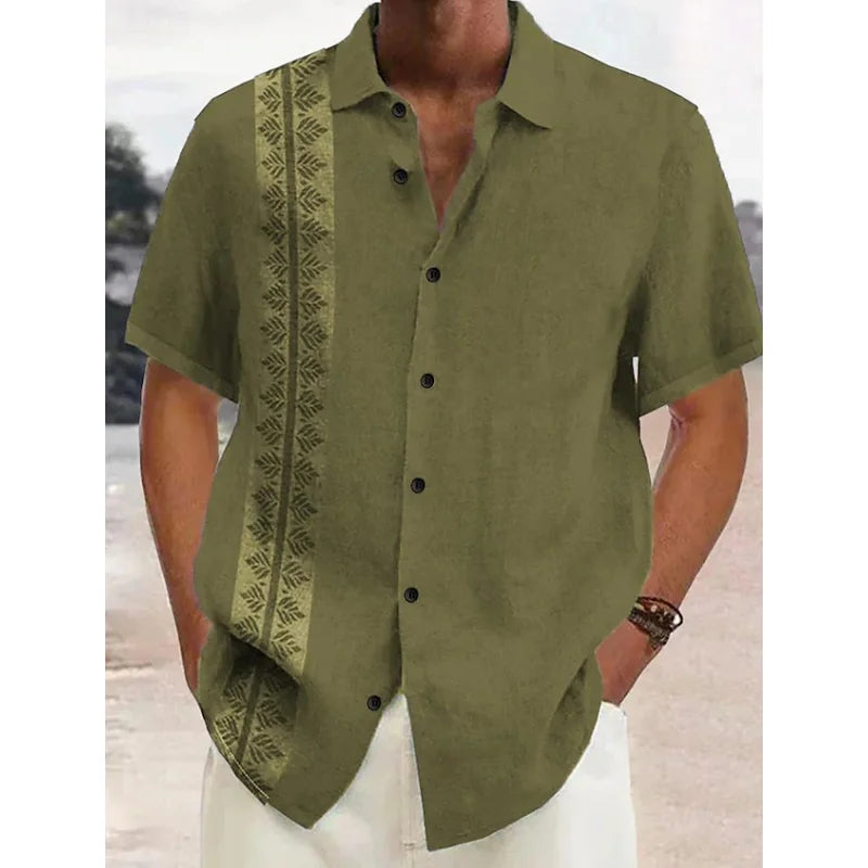 Chemise hawaïenne à motif rayé dégradé pour hommes, épissure de couleur, chemises Aloha imprimées en 3D, chemisiers à revers décontractés, manches courtes amples