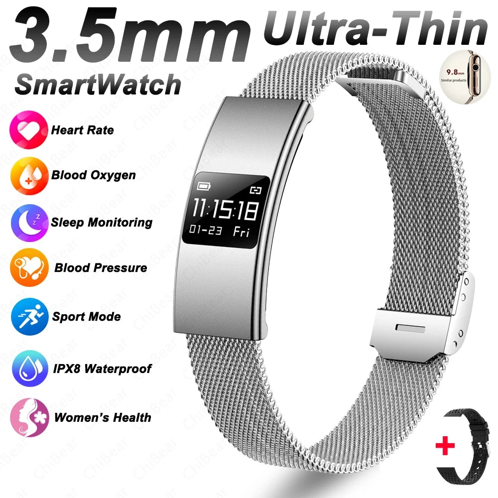 Nouveau modèle 2026 – Bracelet intelligent ultra-fin 3,5 mm avec suivi scientifique du sommeil et surveillance de la santé 24h/24 pour femmes