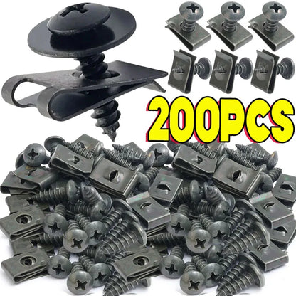 Clips & Vis Autotaraudeuses pour Voiture – Type U Antirouille | Lot 10 à 200 pcssonniers