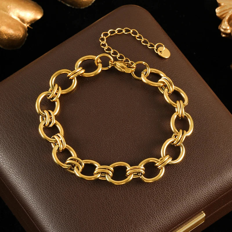 Bracelet acier inoxydable pour femmes couleur or