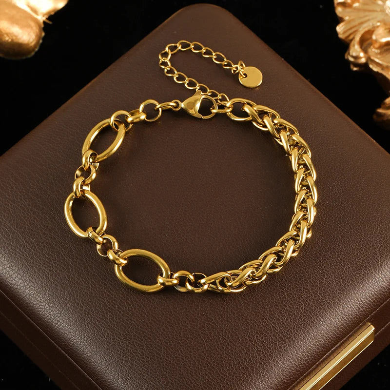 Bracelet acier inoxydable pour femmes couleur or