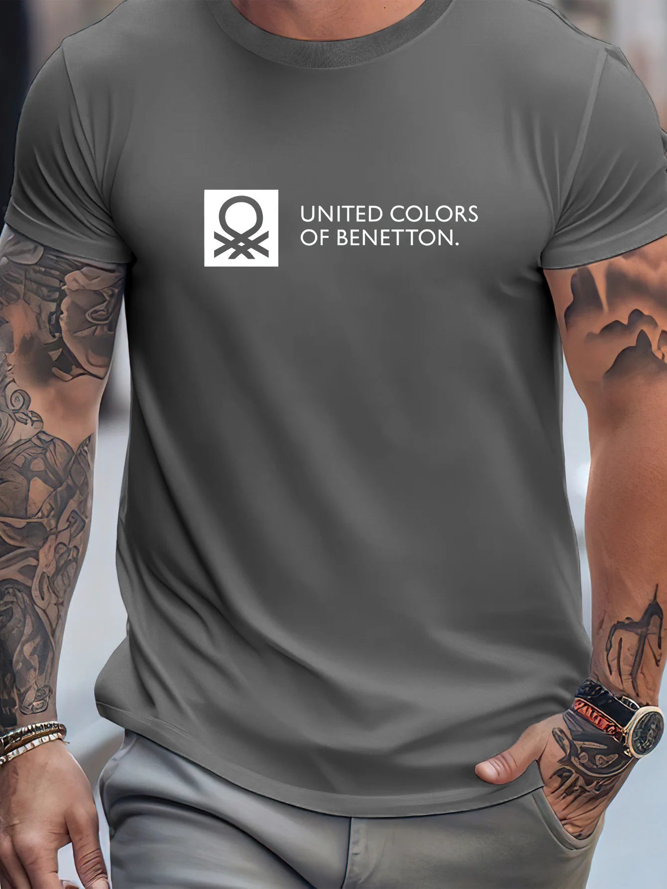 UNITED COLORS OF BENETTON T-Shirt homme loisirs mode manches courtes coton t-shirts marque T-shirt été Streetwear Y2k + hauts