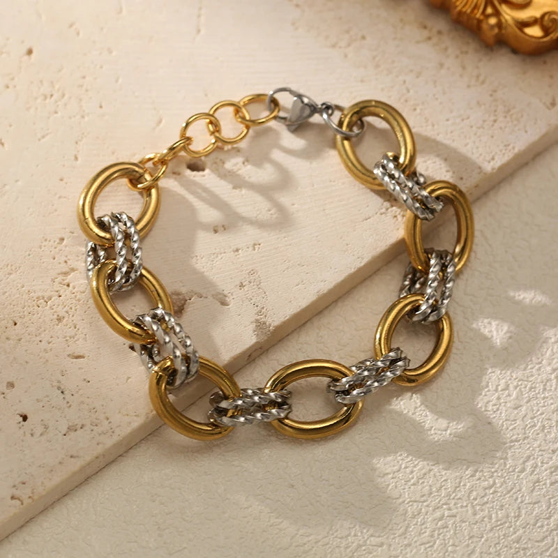 Bracelet jonc en acier inoxydable 316L GANEMLY pour femmes, nouveau bracelet punk, chaîne de poignet, bijoux imperméables, bijoux femme
