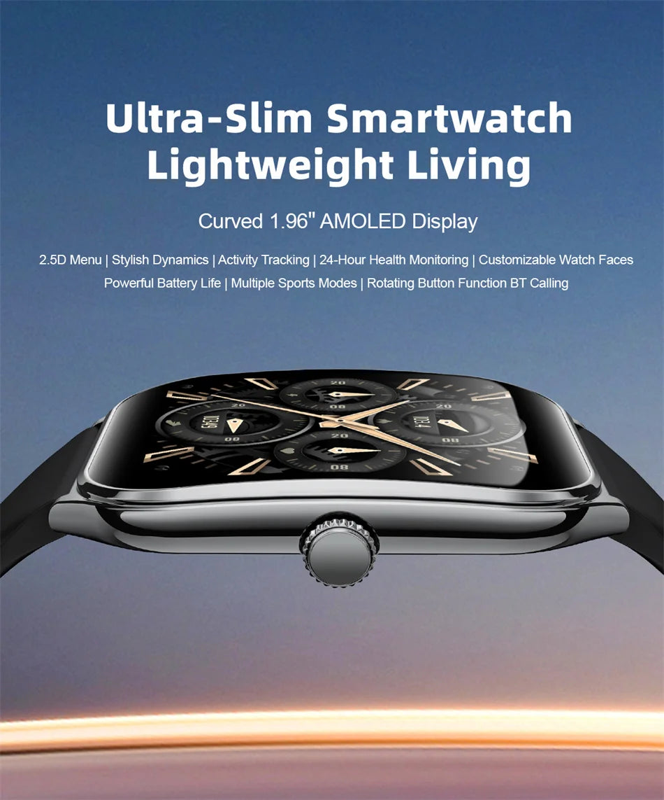 Montre Connectée Ultra-Fine Jooeniok MT61 – 1,96" AMOLED, Appel Bluetooth, Cardio, Sport
