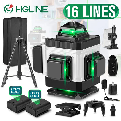 Niveau Laser 4D Professionnel HGLINE – 16 Lignes, Auto-nivellement 360°, Télécommande APP