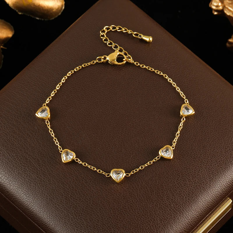 Bracelet en acier inoxydable 316L avec nœud papillon et zircon.