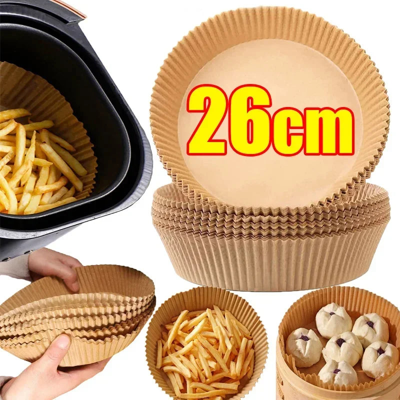 Papier Parchemin Antiadhésif pour Friteuse à Air – Rond, Carré ou Rectangle | 50 à 300 pcs