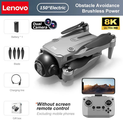 Lenovo D18 Drone 8K aérien HD double caméra intelligente évitement d'obstacles puissance sans brosse 5G WIFI écran télécommande GPS Drone
