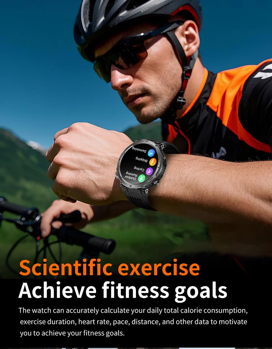 Montre Connectée Outdoor ChiBear – 1,7" AMOLED, 100+ Sports, Boussole, Torche LED, Appel BT
