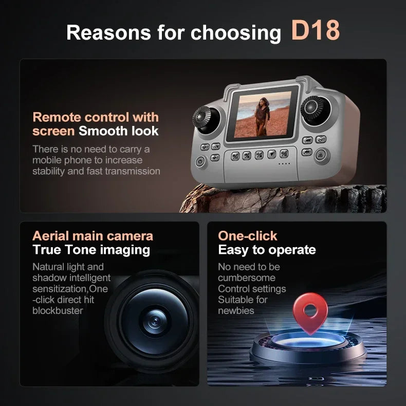 Lenovo D18 Drone 8K aérien HD double caméra intelligente évitement d'obstacles puissance sans brosse 5G WIFI écran télécommande GPS Drone